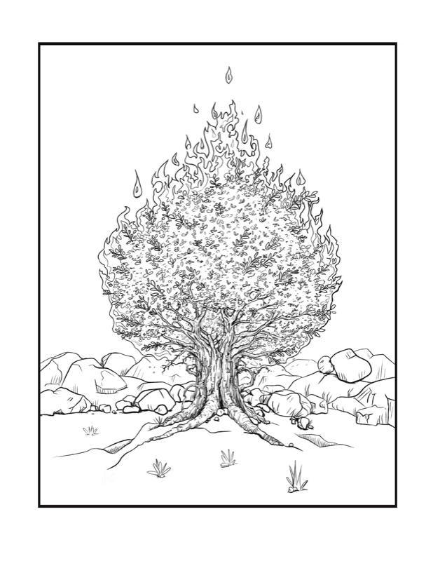 Free coloring page — The burning bush